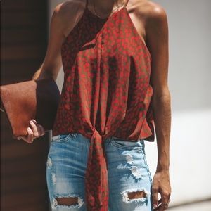 Jaguar tie top in olive/rust